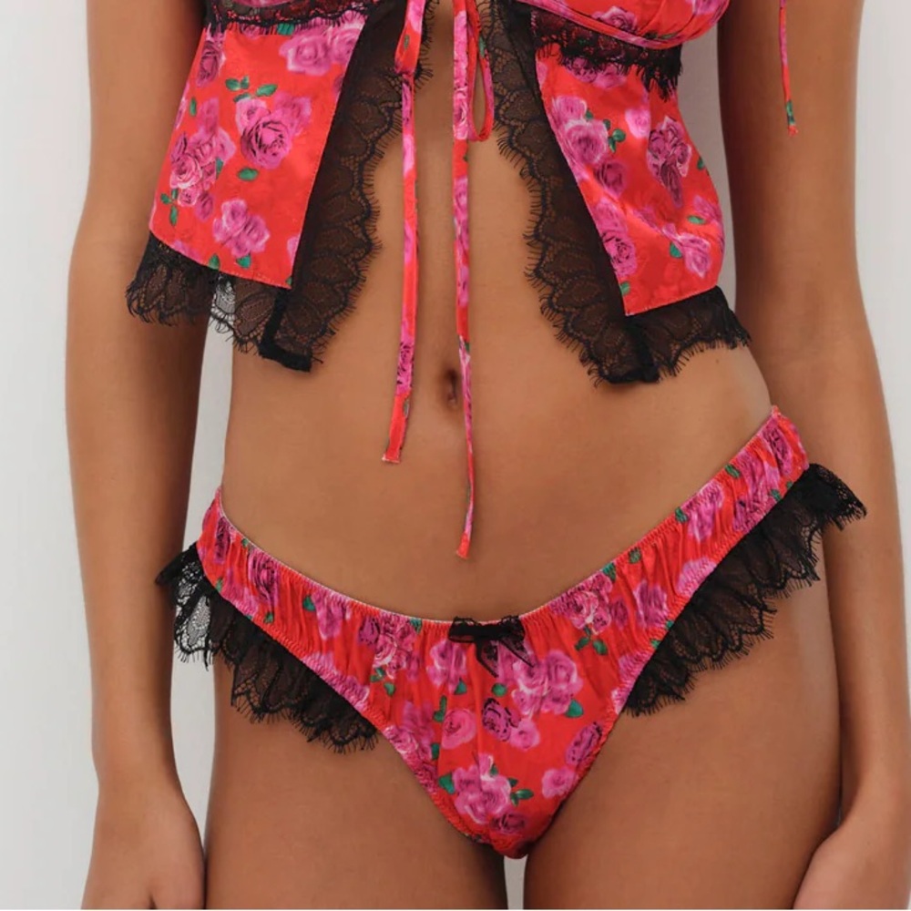 For Love & Lemons Red and Black Bellamy Panties
